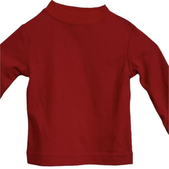 Petit Bebe Mock Neck Shirt Baby Boys Dark Red Long Sleeve Cotton Pullover Sz 9M - Picture 4 of 11